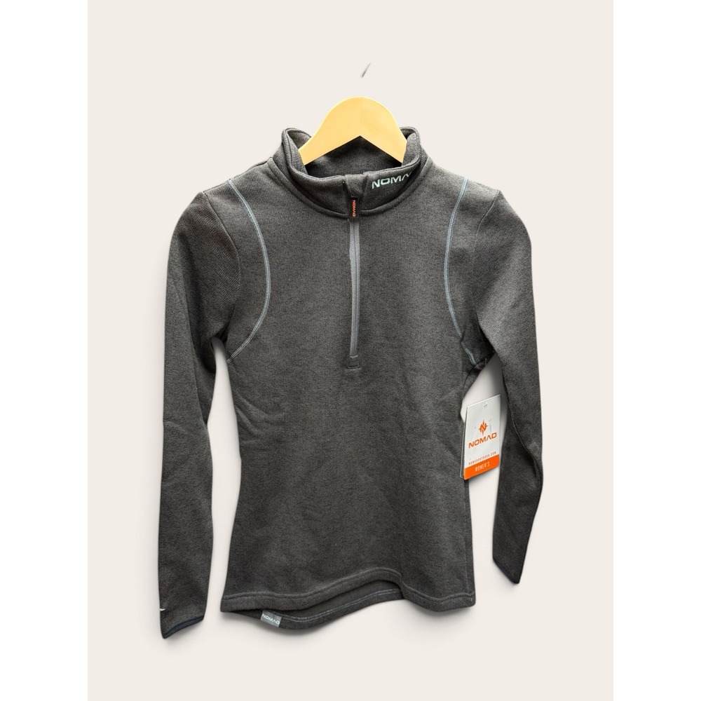 Nomad Womens Quarter Zip Performance Top Charcoal Grey Knit Small NWT